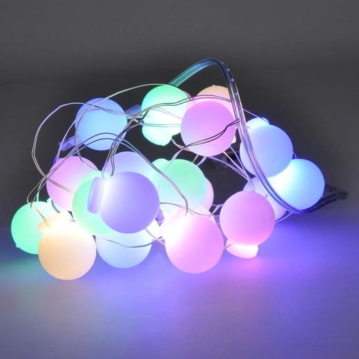 Solight LED Christmas string lights with colored balls, 20 LEDs, 2 m, battery-powered