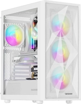 računalniško ohišje Genesis Diaxid 605 ARGB, midi tower, USB‑C, belo