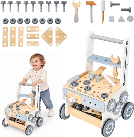 Wooden children's workbench with walker and tools ECOTOYS