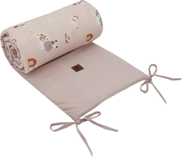 EKO zaščita za otroško posteljico Velvet My farm puder roza 180 × 35 cm