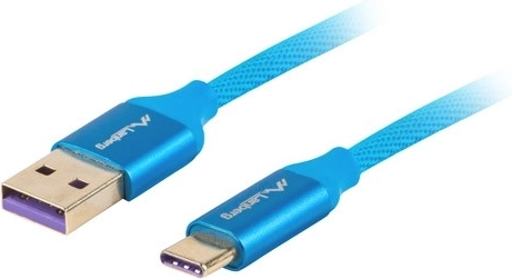 Premium kabel USB-C na USB-A 2.0, 1 m, moder, 5 A, iz čistega bakra