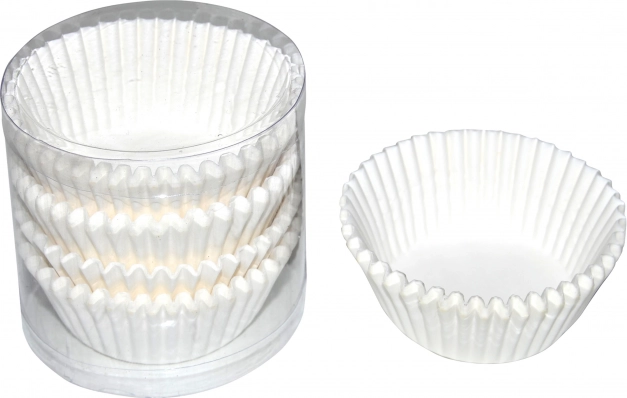 Bele slaščičarske košarice, premer 4,5 cm, višina 3 cm, 100 kosov