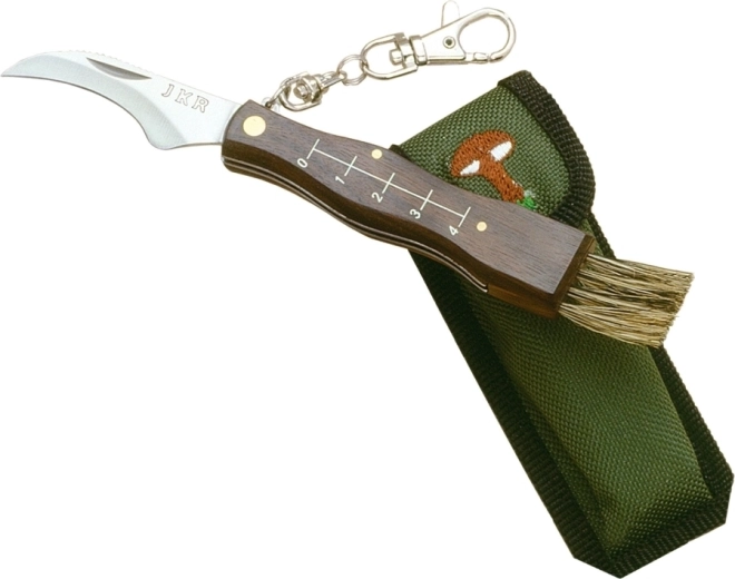 JOKER gobarski zložljivi nož 5,5 cm z lesnim ročajem in najlonskim etuijem