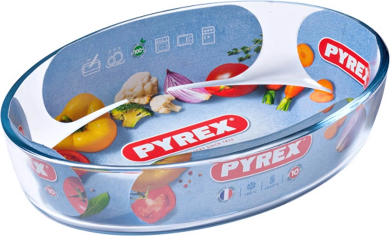 Ovalna pekač posoda PYREX 1,6 l iz stekla 26 × 18 × 6 cm