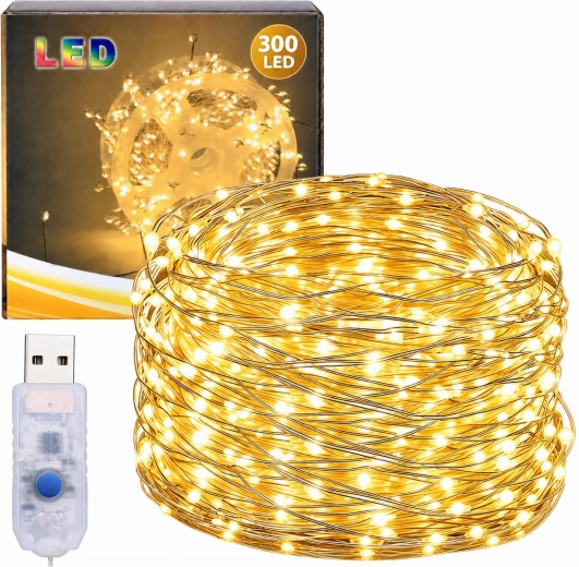 Christmas wire light chain with 300 LEDs, 9 m
