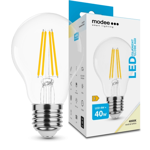 Modee Smart Lighting LED žarnica z nitko Globe E27 4 W nevtralno bela