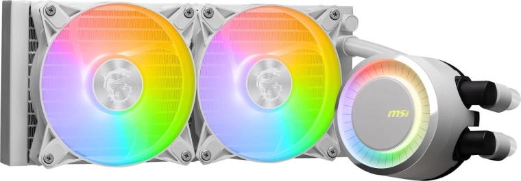 MSI MAG CORELIQUID E240 White – 240 mm AIO vodno hlajenje z 2× ARGB ventilatorjema
