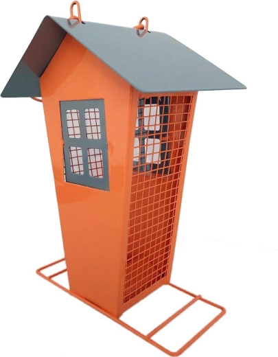 Kovinska ptičja krmilnica v obliki hiške