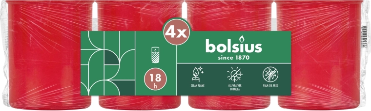 Set pokopaliških sveč brez pokrovčka rdeča 4×18 h