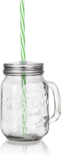 Stekleni vrč z vialko in slamico 450 ml MADEIRA