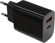 Omrežni polnilec 20 W z USB‑C in USB‑A s Power Delivery, črna