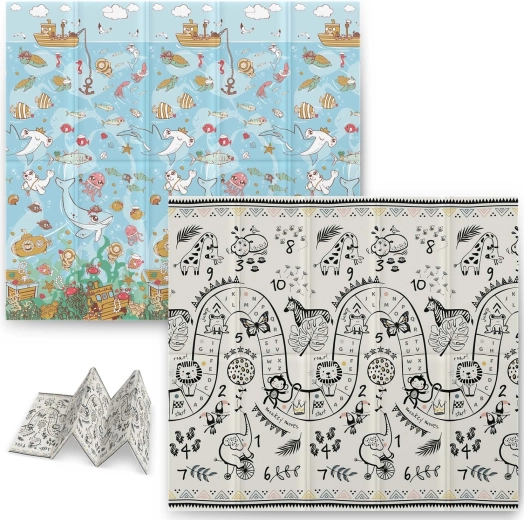 Zložljiva penasta izobraževalna podloga 200 × 180 × 1 cm NUKIDO ocean–safari