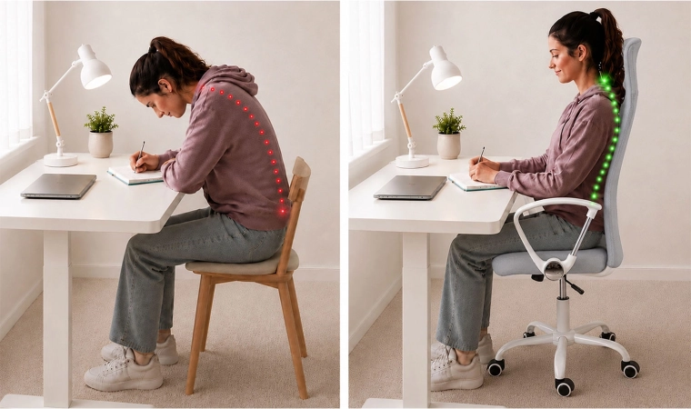 Ergonomska opora hrbta za pravilno držo telesa
