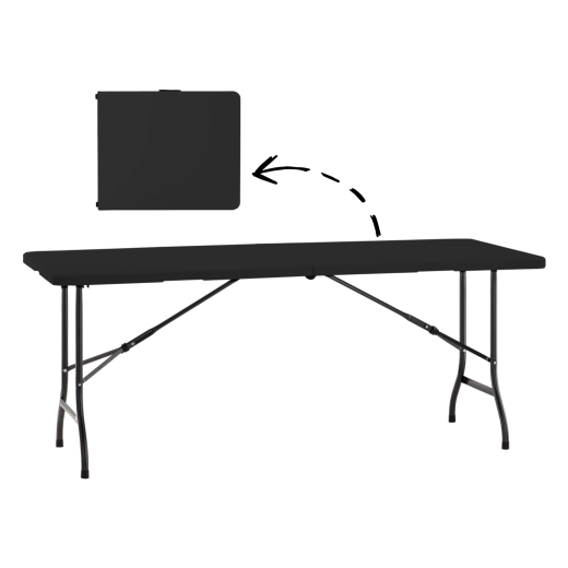 Zložljiva turistična in catering miza 180 × 70 × 74 cm črna