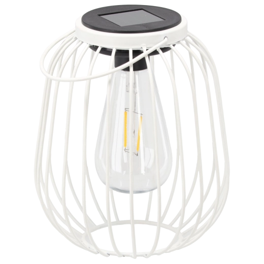 Beli kovinski solarni lampijon 19 cm