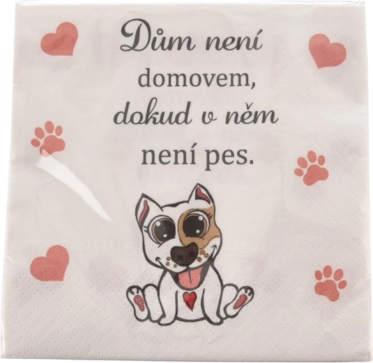 Papirnati enkratni prtički Dog home 33 × 33 cm, 20 kos