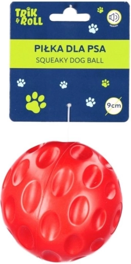 Dog squeaky ball, red, 9 cm