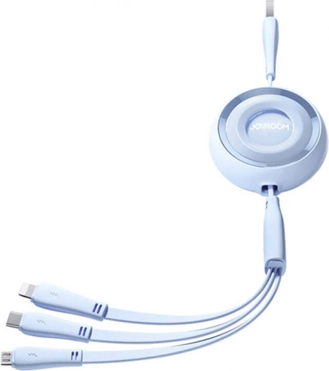 Joyroom 3-v-1 barvni kabel USB na USB‑C/Lightning/Micro USB 3,5 A, 1 m – Modra