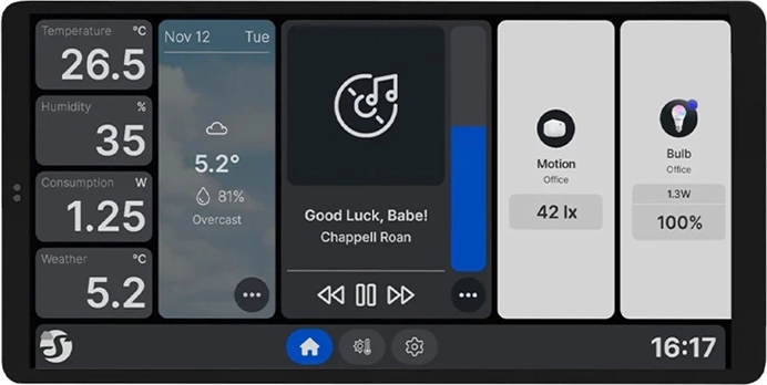 Stenski zaslon Shelly z Wi‑Fi in Bluetooth