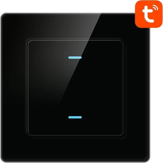 Pametno na dotik upravljalo stikalo za luči Wi‑Fi AVATTO, 2‑gumbno, TUYA, črno