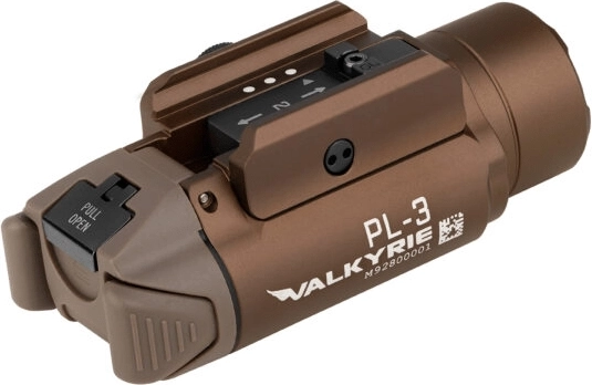 Taktična orožna svetilka Olight PL-3R Valkyrie Desert Tan, polnilna 900 mAh