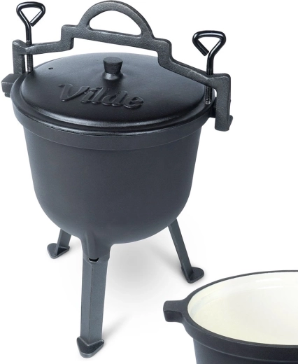 Železni kotliček z emajlom na nogah s pokrovom 8 l VILDE CAST LINE