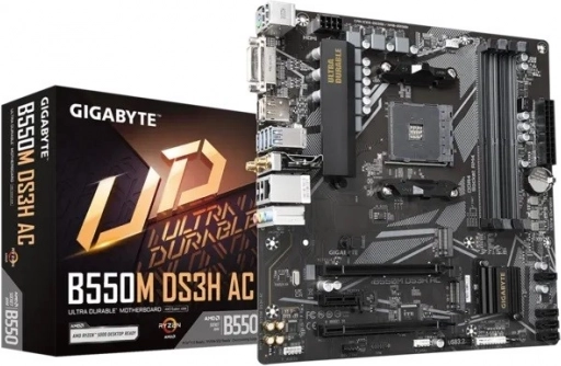 Gigabyte B550M DS3H AC – microATX osnovna plošča AM4 z Wi‑Fi, HDMI/DVI in M.2