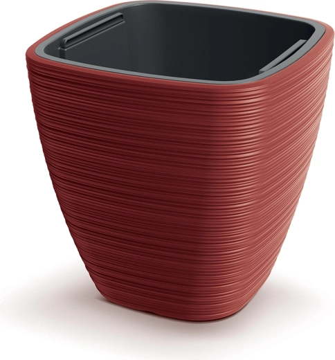 Cvetlični lonec Vena Square 38,8 cm retro rdeč z vložkom