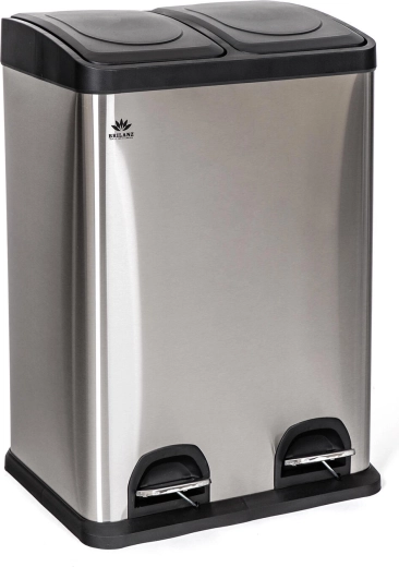 Nerjavnoekološki koš za ločevanje odpadkov 2×20 l s stopalko