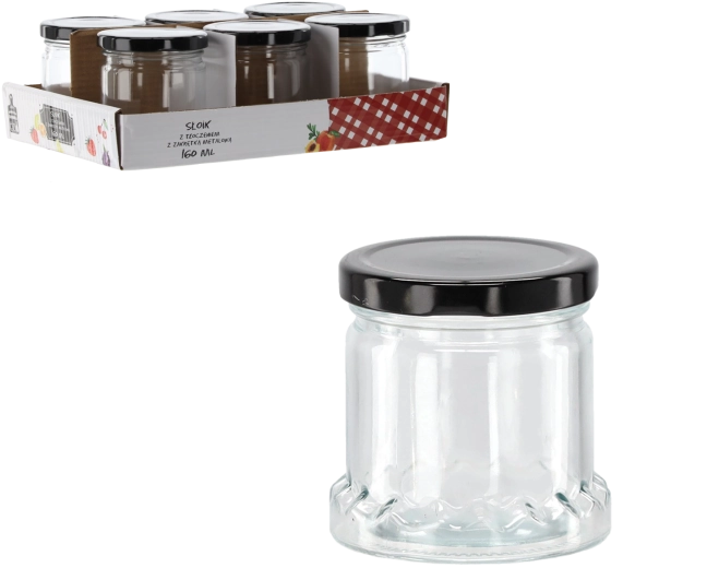 Kozarec 160 ml z reliefom in črnim kovinskim pokrovčkom