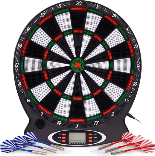 Elektronski tarčni stroj za pikado z LCD, 38 cm, 18 iger, set s 6 puščicami