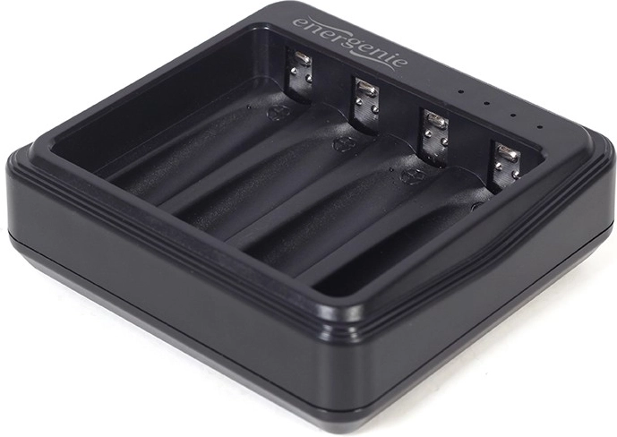 USB polnilnik za akumulatorske baterije AA/AAA, črn