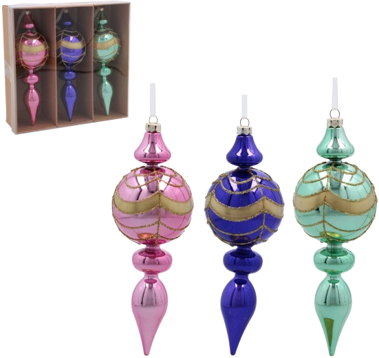 Set plastičnih božičnih špic 17 cm – mešanica barv, 3 kosi