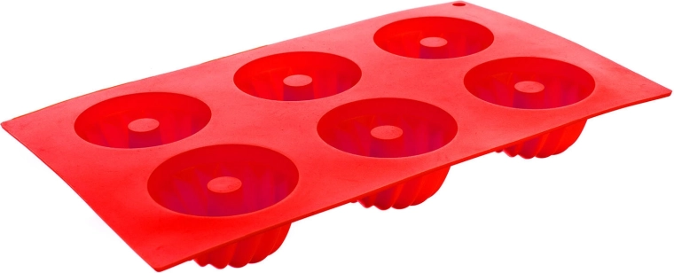 Silikonski pekač za mini kuglofe CULINARIA, 6 kosov, rdeč