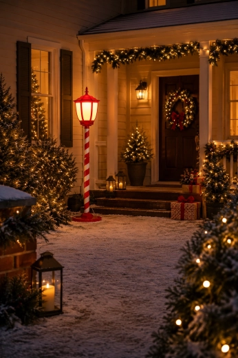Christmas LED Lantern 150 cm, Red with Warm White Light