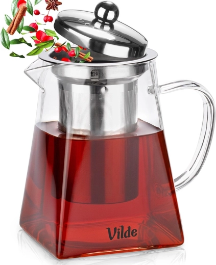 Steklena čajnika z nerjavnim čajnim filtrom 730 ml