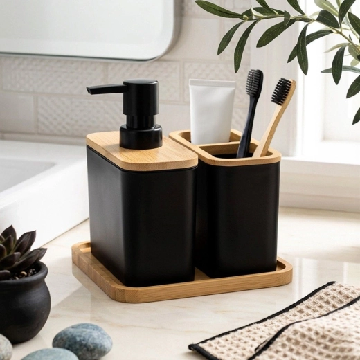 Matte black with bamboo elements