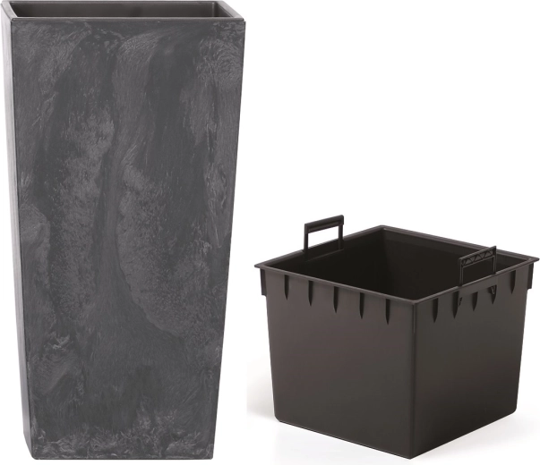 Vrtni lonec URBI Square betonski učinek z vložkom 14 × 14 cm antracit