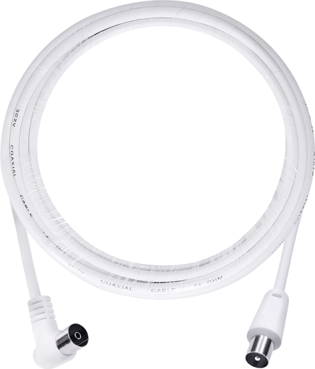 Solight antenski koaksialni kabel 3C2V s kombiniranimi priključki, 5 m, bel