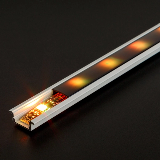 White recessed aluminum U profile for LED strip, 1000 mm