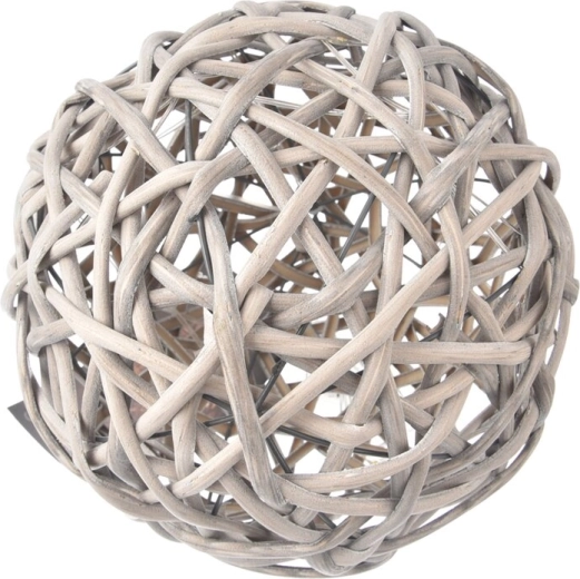 Siva ratanova LED svetlobna krogla 20 cm s časovnikom
