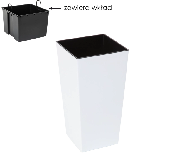 Cvetlični lonec Finezja z vložkom 25 × 25 cm, bel sijaj