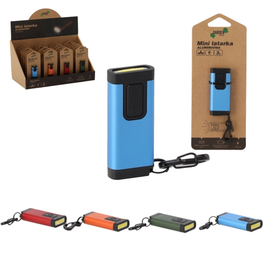 Aluminijasta žepna svetilka 1 W z USB‑C, mešane barve