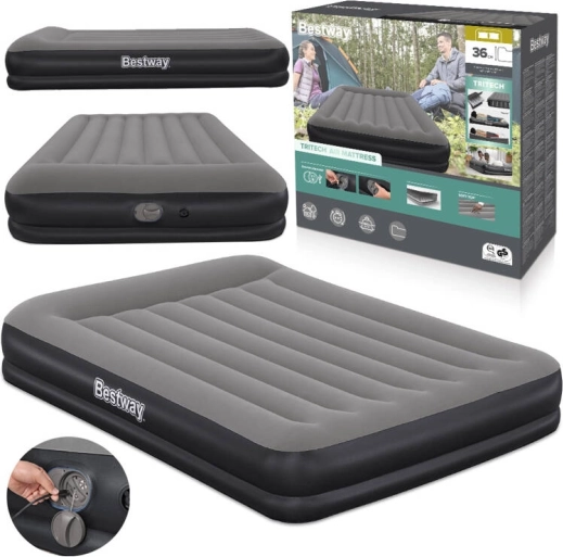 Bestway napihljiva vzmetnica Tritech z vgrajeno USB črpalko 152 × 203 × 36 cm