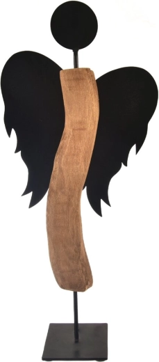 Angel iz mangovega lesa in črne pločevine Black, 65 cm