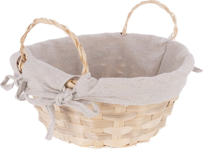 Dekorativna košarica iz bambusa in bombaža 21,5 × 14 cm
