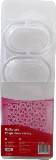 Kljuke za kopalniško prho – prozorna plastika, 12 kosov