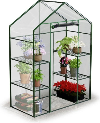 Vrtni rastlinjak s folijo z dvema regaloma 195 × 140 × 70 cm Plonos