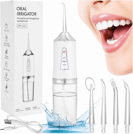 Cordless dental irrigator 230 ml with 4 nozzles and 3 modes - 1 piece