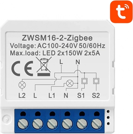 Pametni krmilni modul ZigBee Avatto TUYA – Dvokanalni